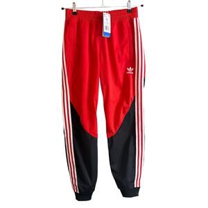 Adidas Men's Vivid Red & Black Superstar SST Track Pants Size Small S New